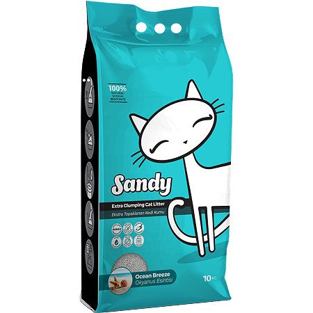 Наполнитель для кошек Sandy комкующийся с ароматом Океанского бриза 10кг