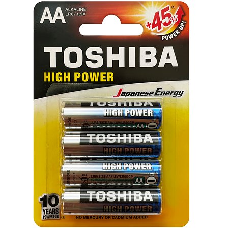 Батарейки Toshiba LR6 щелочные alkaline Пальчик High Power 4шт AA 1.5V