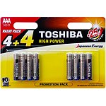 Батарейки Toshiba LR03 щелочные alkaline Мизинчик High Power 8шт AAA 1.5V