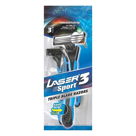 Одноразовые бритвы LASER с тремя лезвиями Лазер Спорт 3 3шт