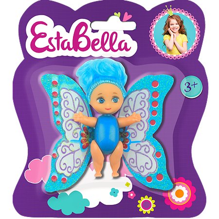 Мини кукла подвижная EstaBella Фея с машущими крылышками 7.5 см синяя