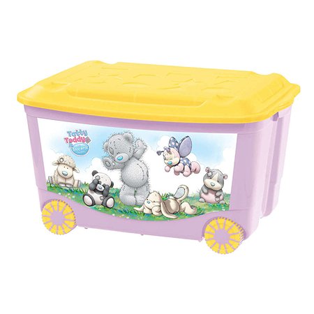 Ящик для игрушек Me to you на колесах с аппликацией 58х39х33.5 см розовый