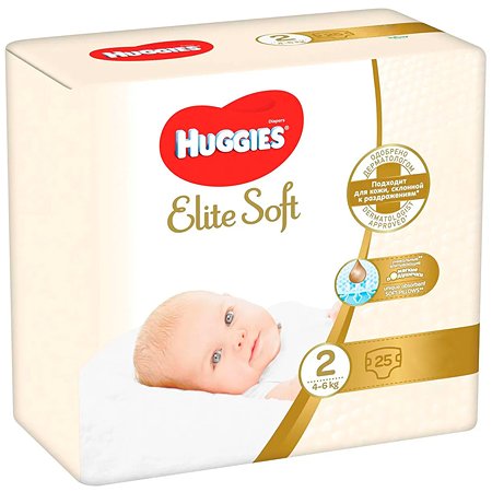 Подгузники Huggies Elite Soft для новорожденных 2 4-6кг 25шт - фото 2