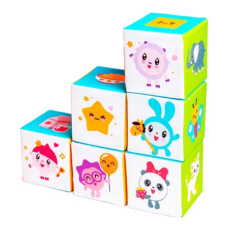 Кубики Мякиши Набор детских развивающих кубиков для малышей Малышарики Предметики мягкие подарок - фото 1