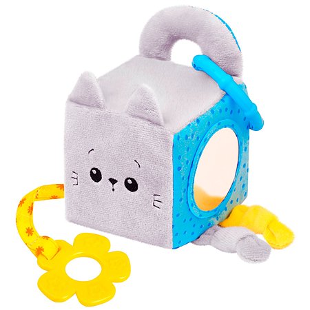 Игрушка развивающая Мякиши детский мягкий кубик для грудничка с прорезывателем Котенок Кекс для малышей подарок