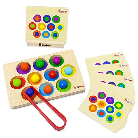 Сортер Alatoys Цветные шарики с пинцетом СОР87 - фото 1