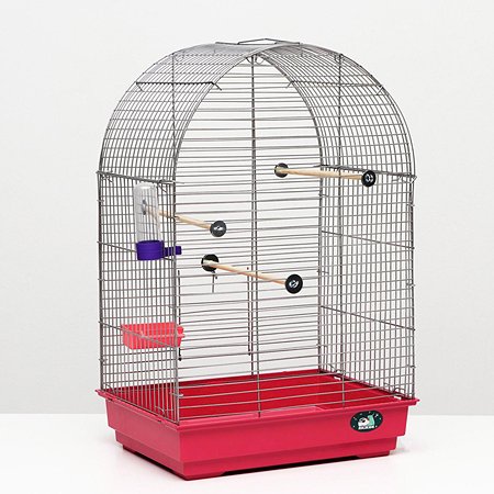 Клетка для птиц Пижон хром укомплектованная 41х30х65 см рубиновая - фото 1