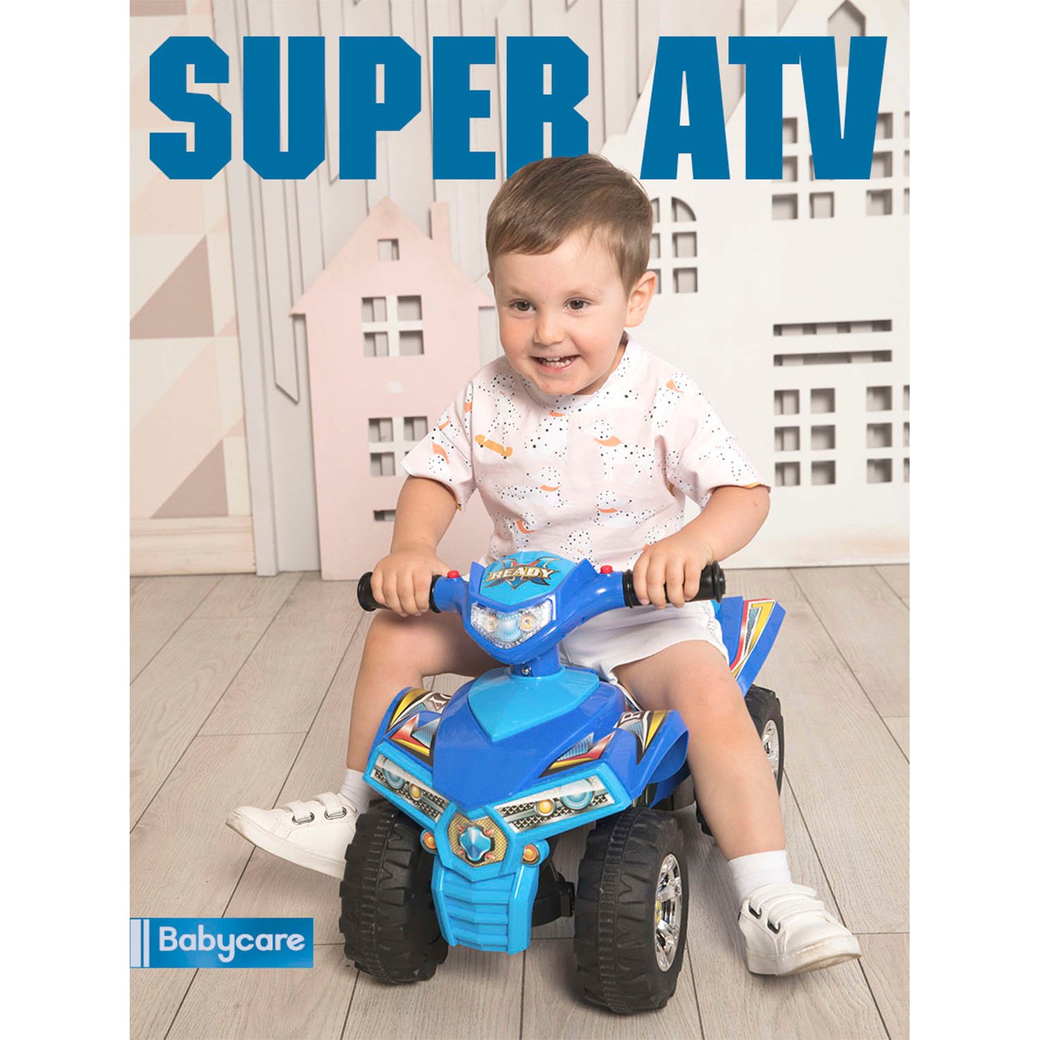 Каталка BabyCare Super ATV кожаное сиденье жёлтый - фото 2