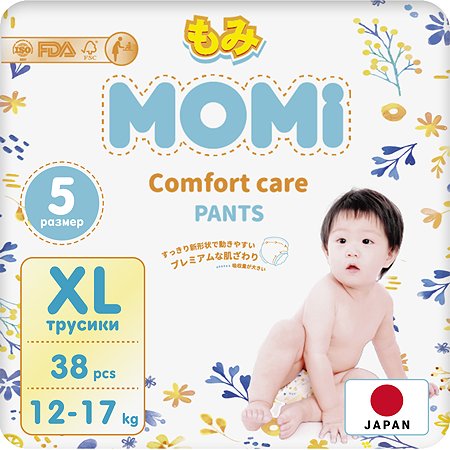 Подгузники-трусики Momi comfort care XL 12-17 кг 38 шт