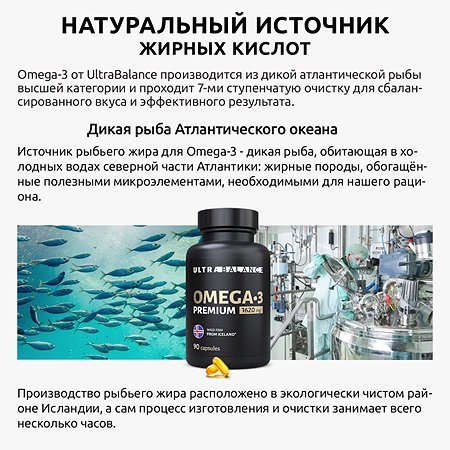 Омега 3 премиум в капсулах UltraBalance премиальная 1620 mg fish oil from Iceland БАД 90 капсул - фото 6