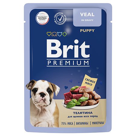 Корм для щенков Brit 85г Premium Dog всех пород телятина в соусе