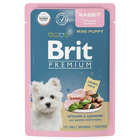 Корм для щенков Brit 85г Premium Dog миниатюрных пород кролик с цукини в соусе