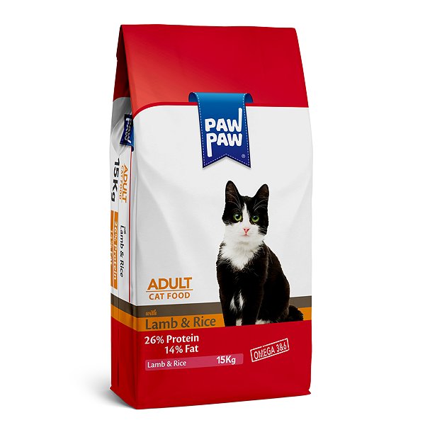 Корм для кошек Paw paw 15кг Adult Cat Food with Lamb and Rice с ягненком и рисом сухой