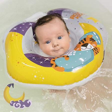Круг для купания ROXY-KIDS надувной на шею для новорожденных и малышей Tiger Moon - фото 1
