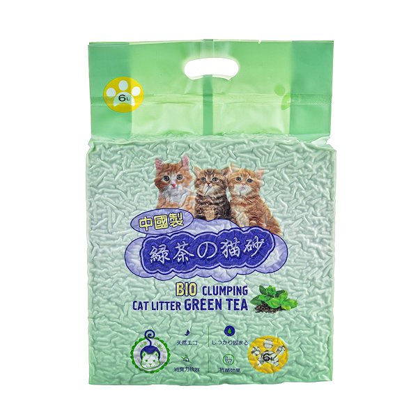 Наполнитель для кошек Hakase Arekkusu древесный комкующийся Зеленый чай 6л
