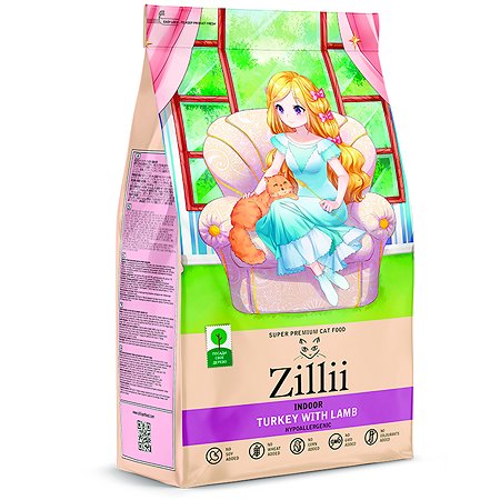 Корм для кошек Zilli 0.4кг Indoor Adult Cat для взрослых живущих в помещении индейка-ягненок
