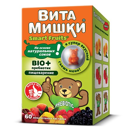Комплекс витаминов ВитаМишки Bio+ пребиотик жевательные пастилки 60шт
