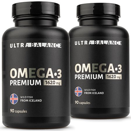 Омега 3 премиум в капсулах UltraBalance премиальная omega 3 maxi premium 1620 mg fish oil from Iceland рыбий жир БАД 90 капсул