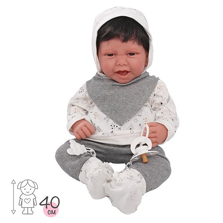 Кукла младенец Antonio Juan Эльза в сером 40 см мягконабивная - фото 1