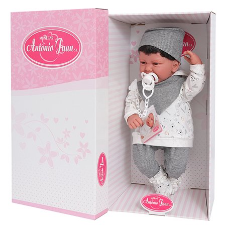 Кукла младенец Antonio Juan Эльза в сером 40 см мягконабивная - фото 12