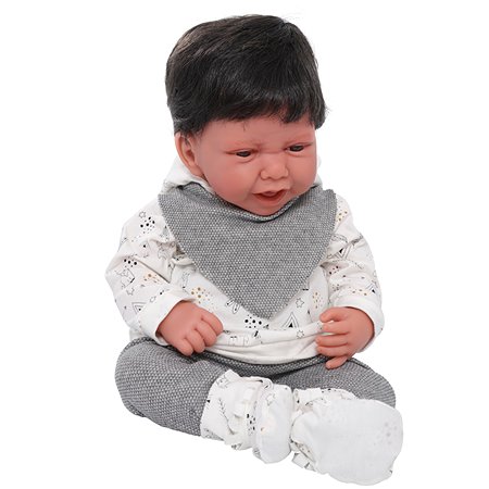 Кукла младенец Antonio Juan Эльза в сером 40 см мягконабивная - фото 10