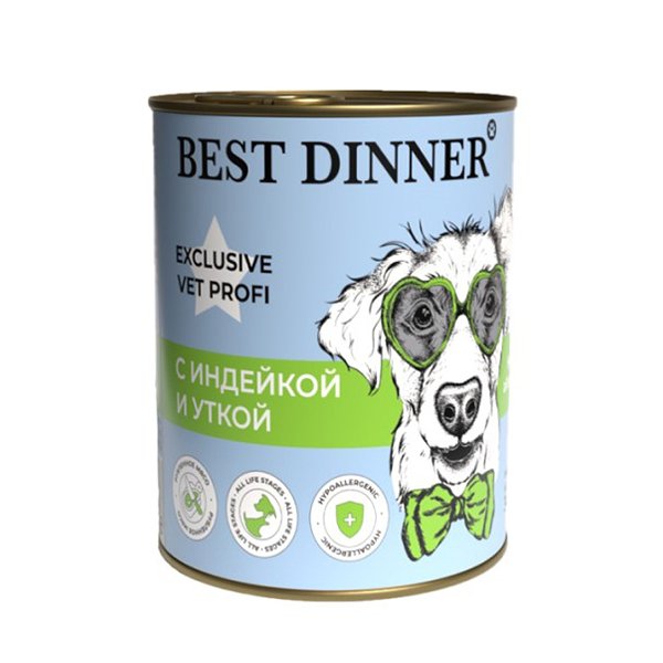 Корм для собак Best Dinner 0.34кг Exclusive Vet Profi Hypoallergenic с индейкой и уткой