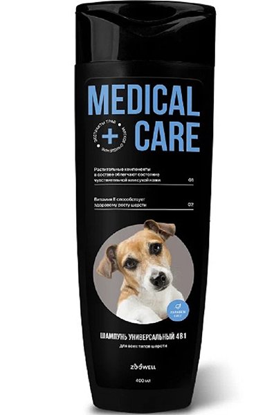 Шампунь для собак ZDK ZOOWELL Medical Care 4 в 1 гипоаллергенный универсальный 400 мл