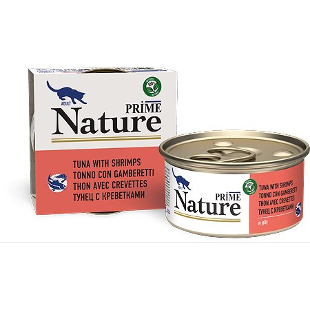 Корм для кошек Prime Nature 85г тунец с креветками в желе