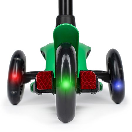 Самокат Дерзкий 1-5 лет BABY Стайл детский трехколесный бесшумный светящиеся колеса зеленый - фото 7