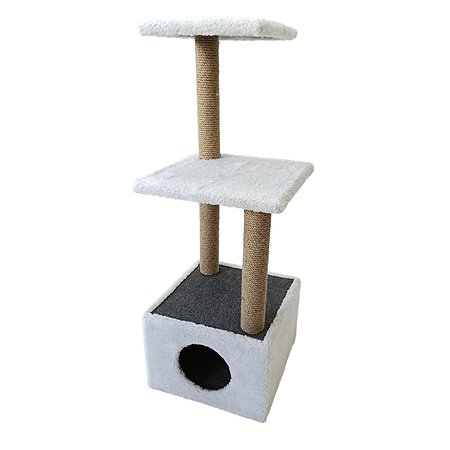 Домик для кошек Sima-Land с двумя полками светло-серый