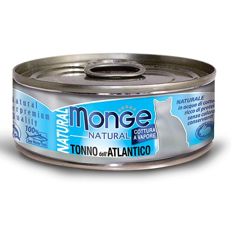 Корм влажный для кошек MONGE Natural 80г атлантический тун ец консервированный