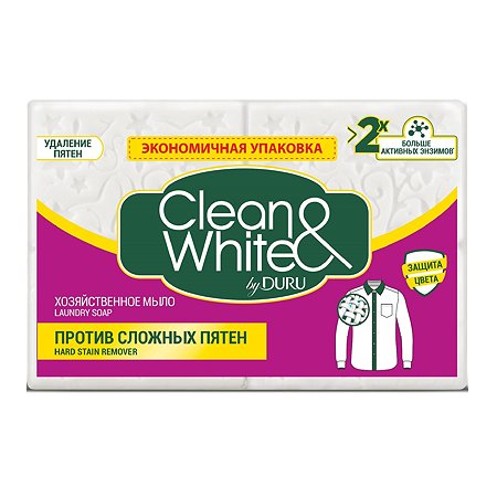 Мыло хозяйственное DURU Clean White против сложных пятен 4 шт по 120г