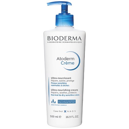 Крем помпа Bioderma Atoderm для увлажнения нормальной и сухой кожи лица и тела 500 мл - фото 1