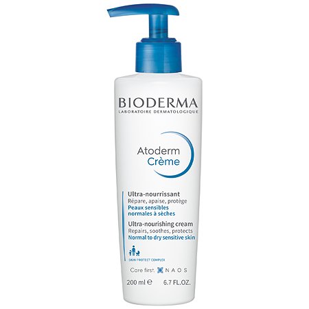 Крем помпа Bioderma Atoderm для увлажнения нормальной и сухой кожи лица и тела 200 мл - фото 1