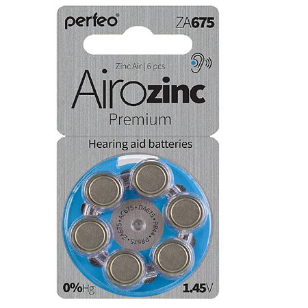 Батарейки Perfeo ZA675/6BL Airozinc Premium 6 штук