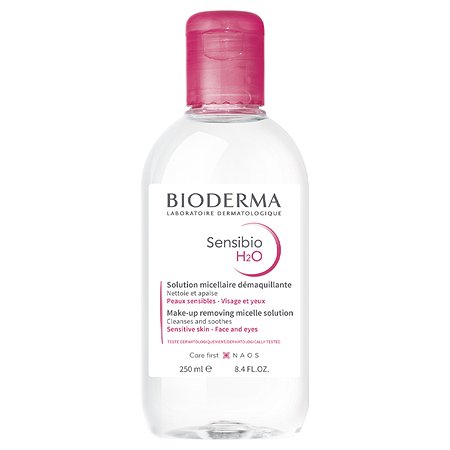 Мицеллярная вода H2O Bioderma Sensibio для очищения нормальной и чувствительной кожи лица 250 мл