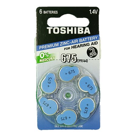 Батарейки Toshiba 675 PR44 воздушно-цинковые для слухового аппарата блистер 6шт 1.4V - фото 1