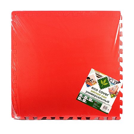 Мягкий пол коврик-пазл Eco cover развивающий красный 60х60 - фото 1