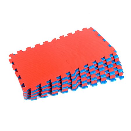 Мягкий пол коврик-пазл Eco cover развивающий красно-синий 25х25 - фото 3
