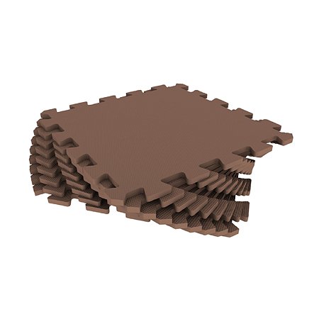 Мягкий пол коврик-пазл Eco cover развивающий коричневый 33х33 - фото 1