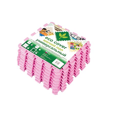 Мягкий пол коврик-пазл Eco cover развивающий розовый 33х33 - фото 4