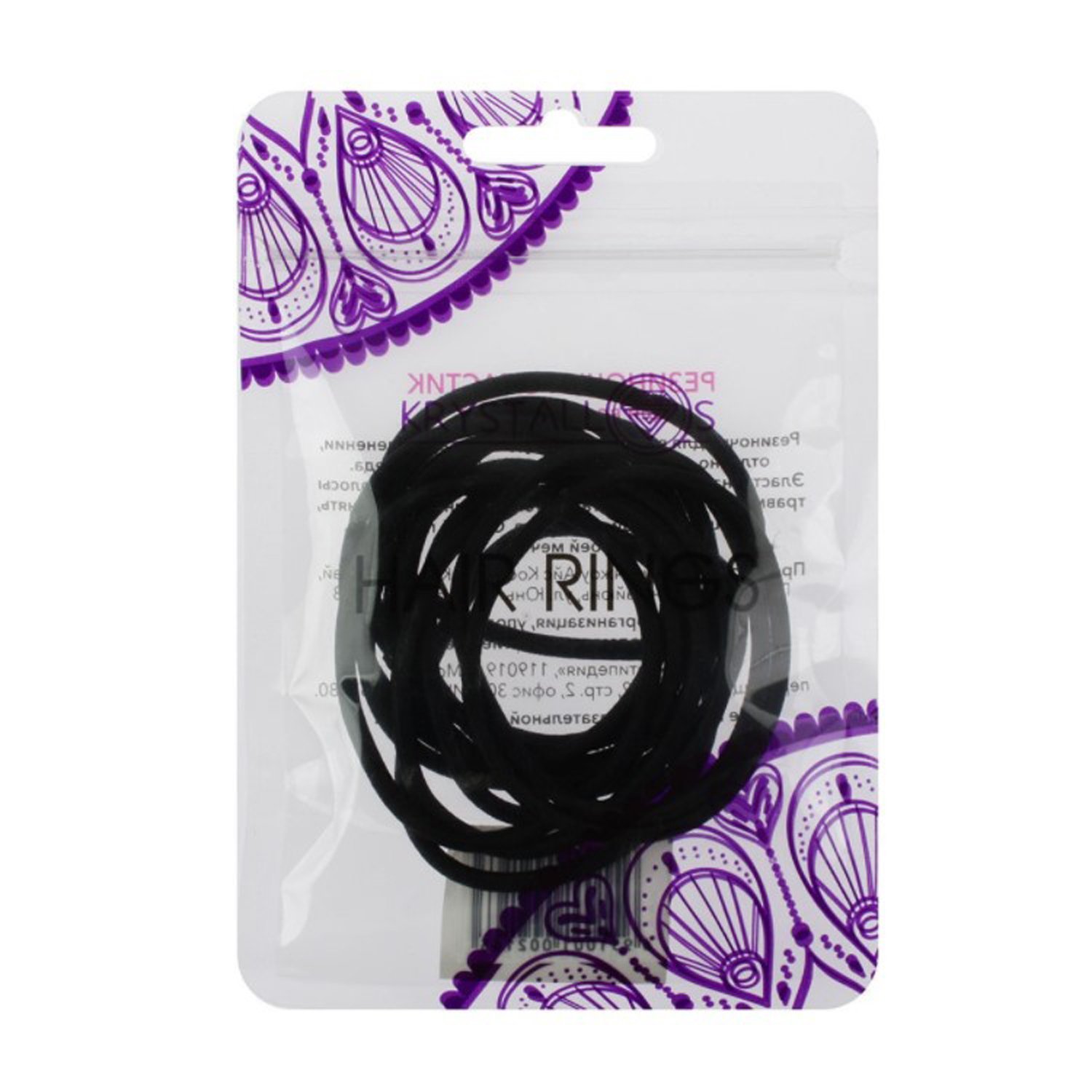 Резинка для волос Krystallos черная 12 шт - фото 2