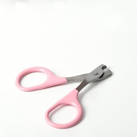 Ножницы-когтерезы Пижон изогнутые с прорезиненными ручками Отверстие 6 мм розовые