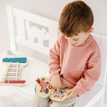 Серия Пастель Hape Развивающие игрушки для малышей Книжка подвеска Домашние животные