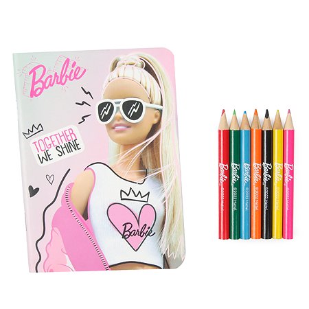 Блокнот Erhaft Barbie +7цветных карандашей DM0910