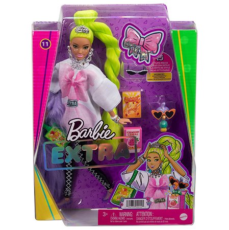 Кукла Barbie Экстра с зелеными неоновыми волосами HDJ44 - фото 2