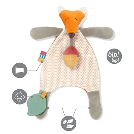 Игрушка Babyono для малышей комфортер с прорезывателем и ленточкой для пустыш ки Лисенок PETE