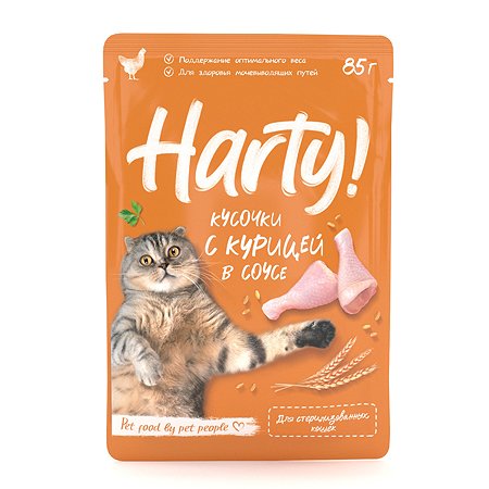 Корм для кошек Harty 85г с курицей для стерилизованных кусочки в соусе консервированный