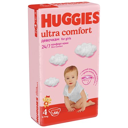Подгузники для девочек Huggies Ultra Comfort 4 8-14кг 66шт - фото 4