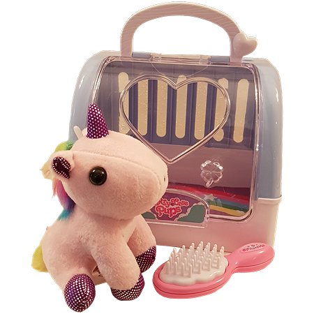 Мягкая игрушка мини EstaBella Единорожка с домиком переноской. Розовая. 13 см.